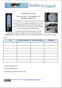 humidity worksheet