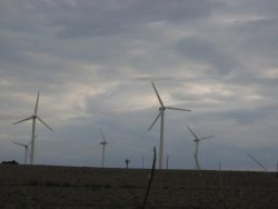 wind turbines on land